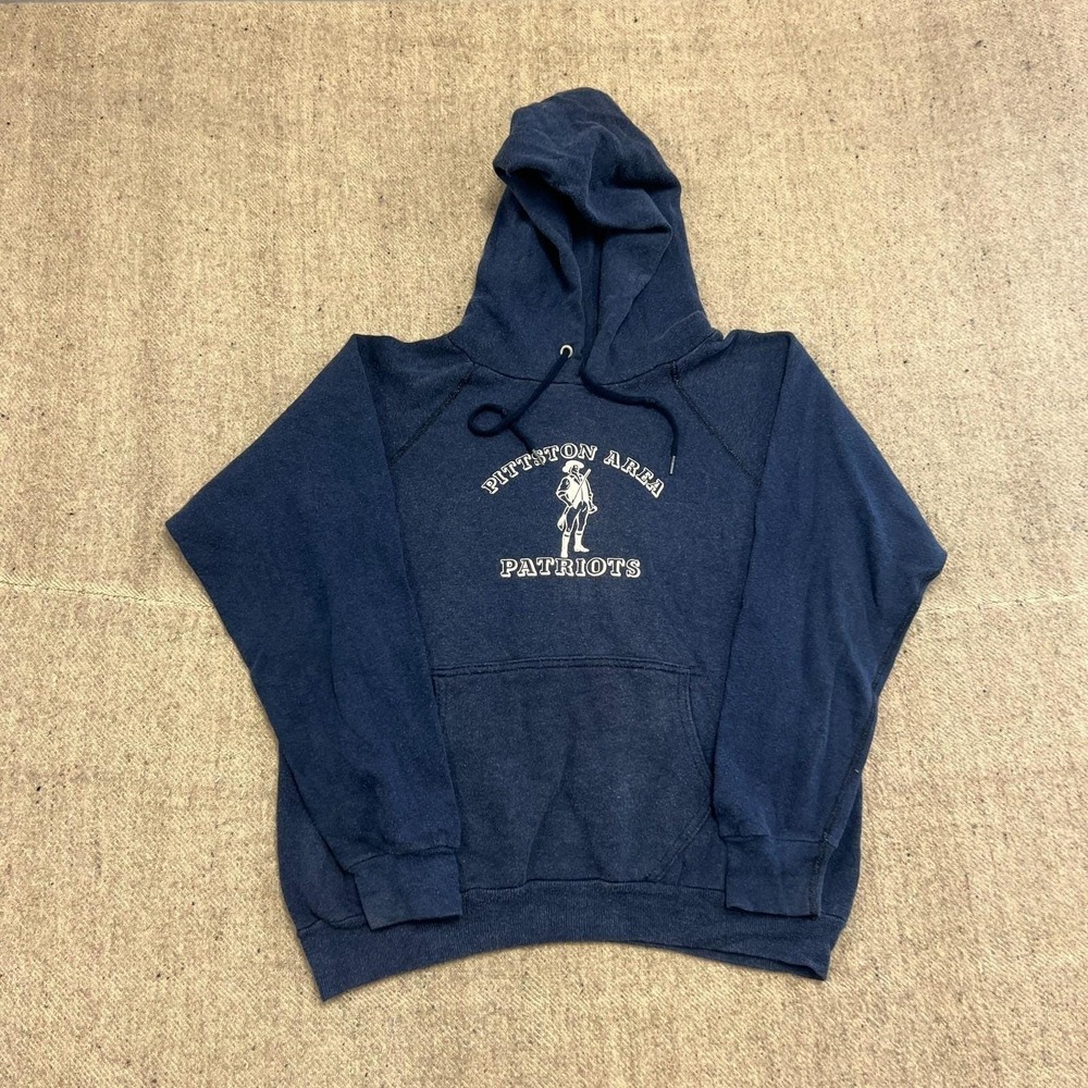 Vintage Pittston Area Patriots Hoodie Mens Medium Blue 1970s USA